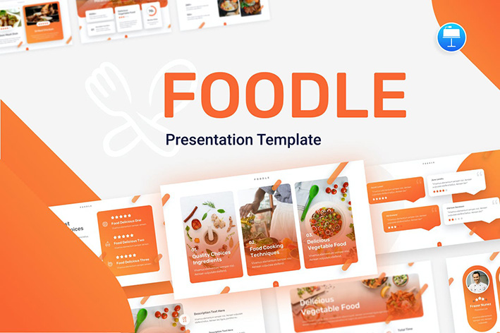 قالب پاورپوینت حرفه ای تم مواد غذایی Foodle Food Review Keynote Template قالب پاورپوینت حرفه ای تم مواد غذایی Foodle Food Review Keynote Template