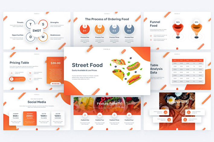 قالب پاورپوینت حرفه ای تم مواد غذایی Foodle Food Review Keynote Template قالب پاورپوینت حرفه ای تم مواد غذایی Foodle Food Review Keynote Template