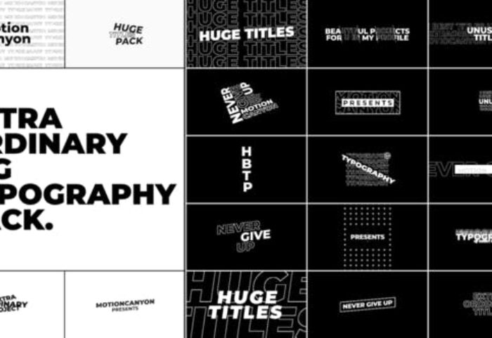 17 تایپوگرافی آماده پریمیر بهمراه ترانزیشن Extraordinary Big Typography