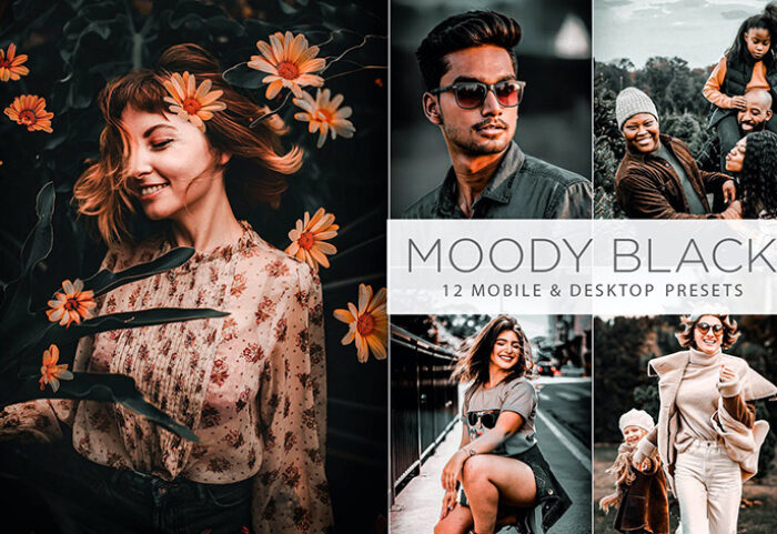36 پریست لایت روم حرفه ای 2021 سینمایی Moody Black Lightroom Presets