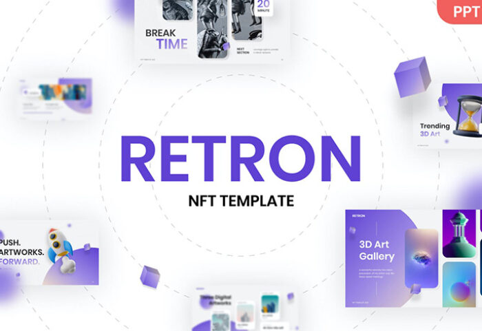 قالب پاورپوینت حرفه ای 2021 مدرن و شیک Retron NFT Modern PowerPoint Template