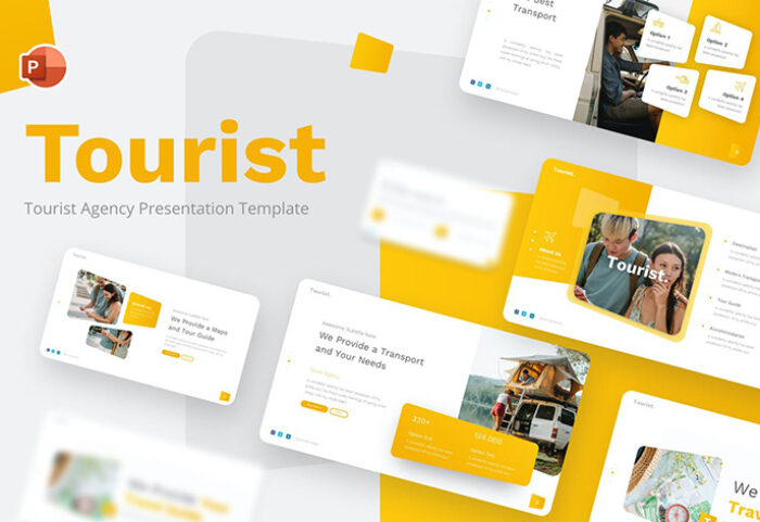 قالب پاورپوینت حرفه ای تم آژانس مسافرتی و تور Tourist Tourist Agency PowerPoint Template