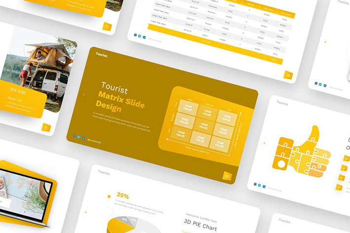 قالب پاورپوینت حرفه ای تم آژانس مسافرتی و تور Tourist Tourist Agency PowerPoint Template