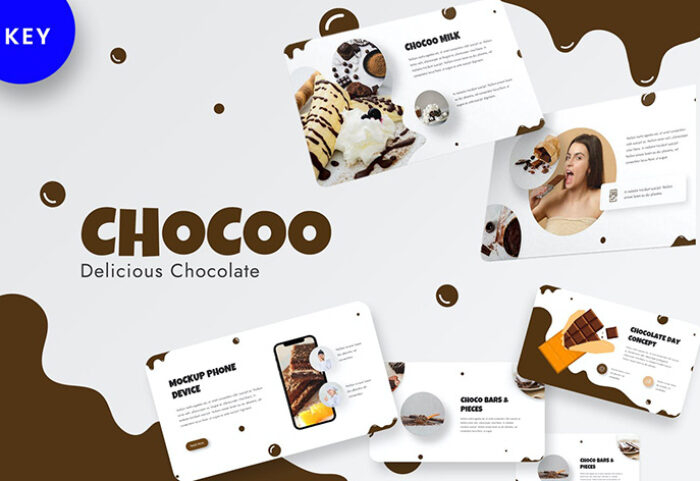 قالب پاورپوینت حرفه ای تم صنعت غذایی و شکلات Chocoo Powerpoint Template