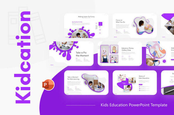 قالب پاورپوینت حرفه ای تم موسسات آموزشی کودکان Kidcation Kids Education PowerPoint Template