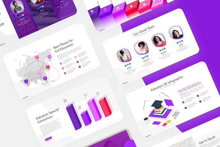 قالب پاورپوینت حرفه ای تم موسسات آموزشی کودکان Kidcation Kids Education PowerPoint Template