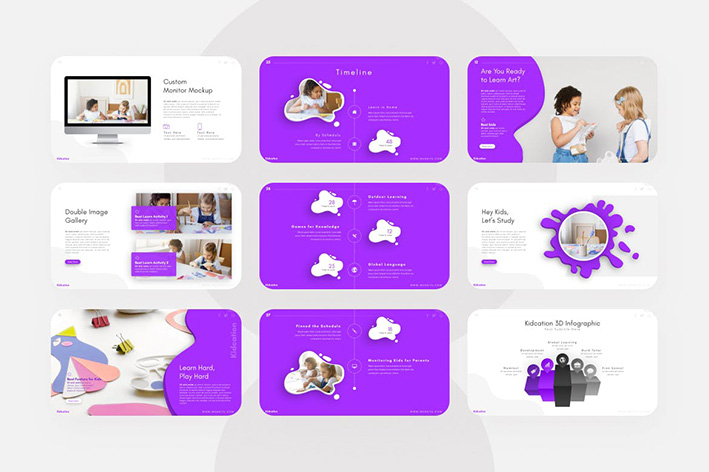 قالب پاورپوینت حرفه ای تم موسسات آموزشی کودکان Kidcation Kids Education PowerPoint Template