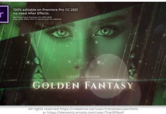 پروژه آماده پریمیر اسلاید شو تم طلایی با موزیک Golden Fantasy Luxury Slideshow