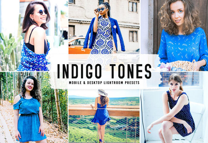 40 پریست لایت روم و پریست کمرا راو و اکشن فتوشاپ تم نیلی Indigo Tones Lightroom Presets