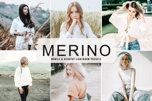 40 پریست لایت روم پرتره فشن و پریست کمرا راو و اکشن فتوشاپ Merino Lightroom Presets
