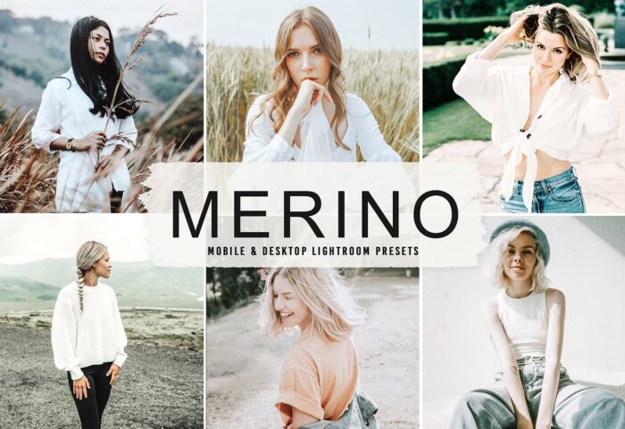 40 پریست لایت روم پرتره فشن و پریست کمرا راو و اکشن فتوشاپ Merino Lightroom Presets