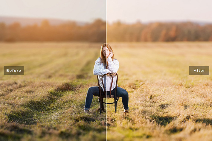 40 پریست لایت روم پرتره فضای باز و پریست کمرا راو و اکشن فتوشاپ Field Lightroom Presets