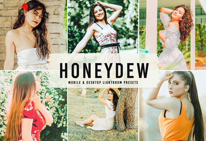 40 پریست لایت روم پرتره فضای باز و پریست کمرا راو و اکشن فتوشاپ تم عسلی Honeydew Lightroom Presets