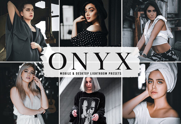 40 پریست لایت روم پرتره و پریست کمرا راو و اکشن فتوشاپ تم عقیق Onyx Lightroom Presets