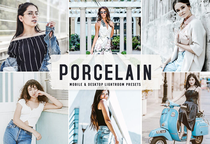 40 پریست لایت روم پرتره و پریست کمرا راو و اکشن فتوشاپ تم فشن Porcelain Lightroom Presets