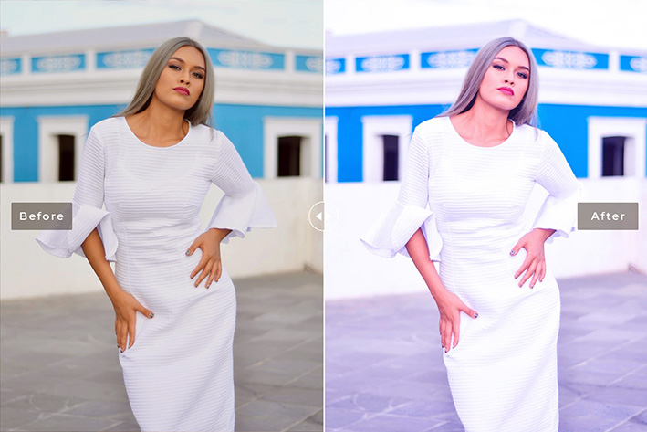 40 پریست لایت روم پرتره و پریست کمرا راو و اکشن فتوشاپ تم فضای باز Periwinkle Lightroom Presets