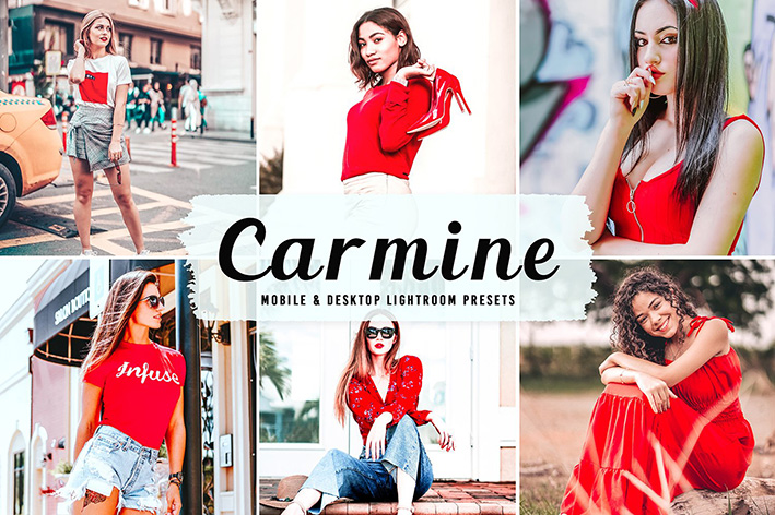 40 پریست لایت روم پرتره و پریست کمرا راو و اکشن فتوشاپ تم قرمز Carmine Lightroom Presets 40 پریست لایت روم پرتره و پریست کمرا راو و اکشن فتوشاپ تم قرمز Carmine Lightroom Presets