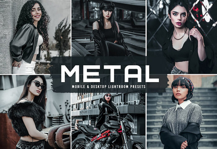 40 پریست لایت روم پرتره و پریست کمرا راو و اکشن فتوشاپ تم متال Metal Lightroom Presets