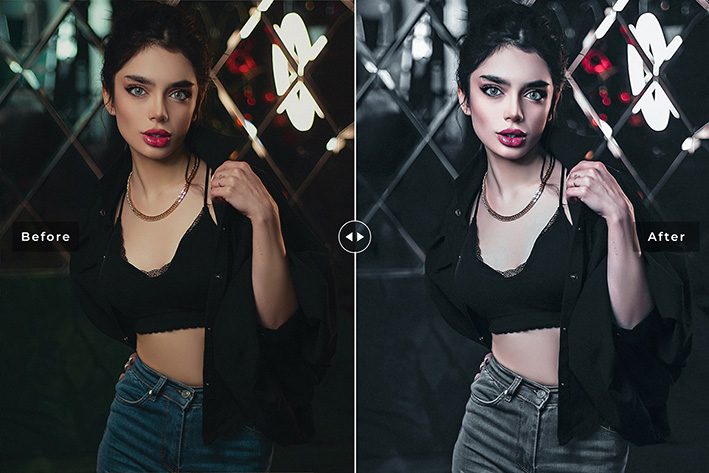 40 پریست لایت روم پرتره و پریست کمرا راو و اکشن فتوشاپ تم متال Metal Lightroom Presets