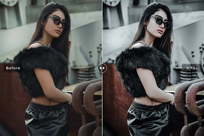 40 پریست لایت روم پرتره و پریست کمرا راو و اکشن فتوشاپ تم متال Metal Lightroom Presets
