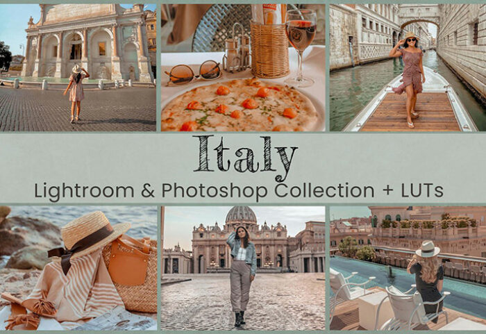 50 پریست لایت روم و اکشن فتوشاپ و لات رنگی تم ایتالیا Italy Lightroom Presets Photoshop Actions LUT Filter