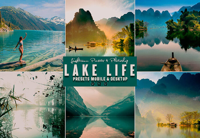 9 پریست لایت روم و اکشن فتوشاپ تم دریاچه Lake Life Photoshop Action Lightrom Presets