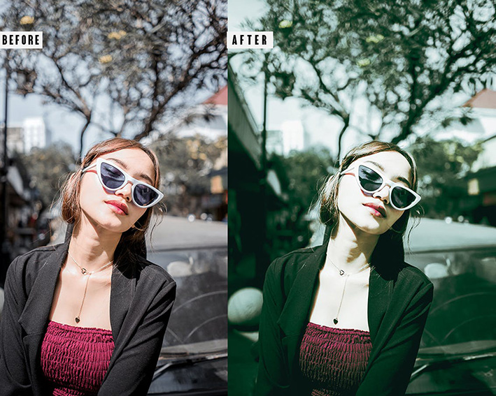 9 پریست لایت روم و اکشن فتوشاپ تم سبز خاکستری Dove Grey Photoshop Action Lightrom Presets