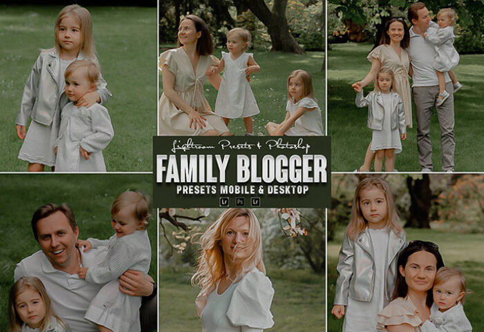 9 پریست لایت روم و اکشن فتوشاپ تم عکس خانوادگی Family Moody Photoshop Action Lightrom Presets