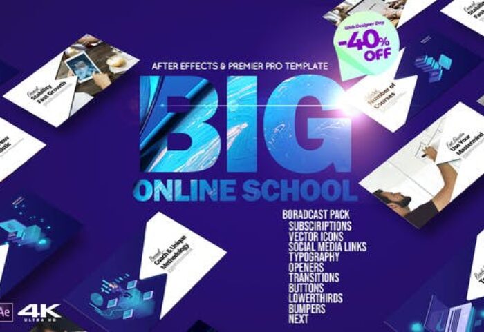 پروژه آماده افترافکت 2022 پکیج معرفی موسسات آموزشی Big Online School Broadcast Pack