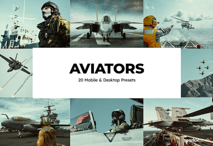 120 پریست لایت روم و لات رنگی و پریست کمرا راو فتوشاپ تم خلبان Aviators Lightroom Presets LUTs