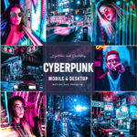 15 پریست لایت روم و اکشن فتوشاپ تم نور نئون Cyberpunk Photoshop Actions Lightroom Presets