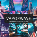 40 پریست لایت روم عکاسی شب و پریست کمرا راو و اکشن فتوشاپ Vaporwave Lightroom Presets