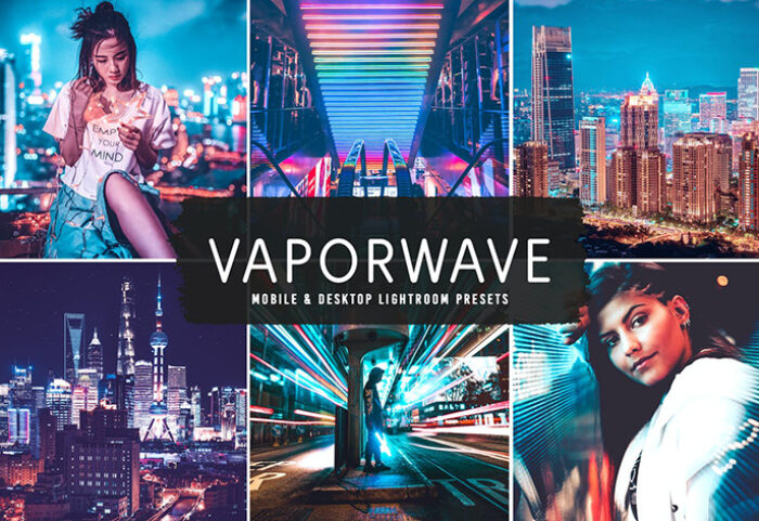 40 پریست لایت روم عکاسی شب و پریست کمرا راو و اکشن فتوشاپ Vaporwave Lightroom Presets