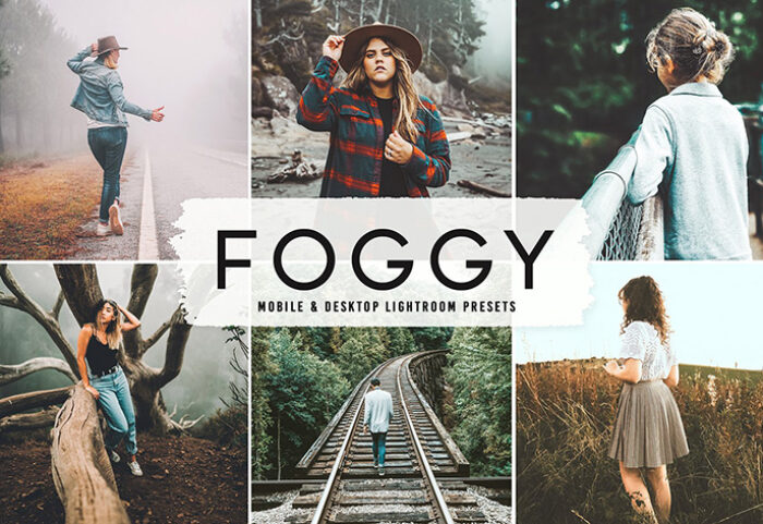 40 پریست لایت روم فضای باز و پریست کمرا راو و اکشن فتوشاپ تم مه Foggy Lightroom Presets