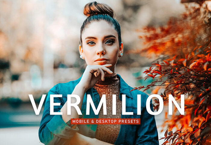40 پریست لایت روم پرتره 2022 و پریست کمرا راو و اکشن فتوشاپ تم قرمز Vermilion Lightroom Presets