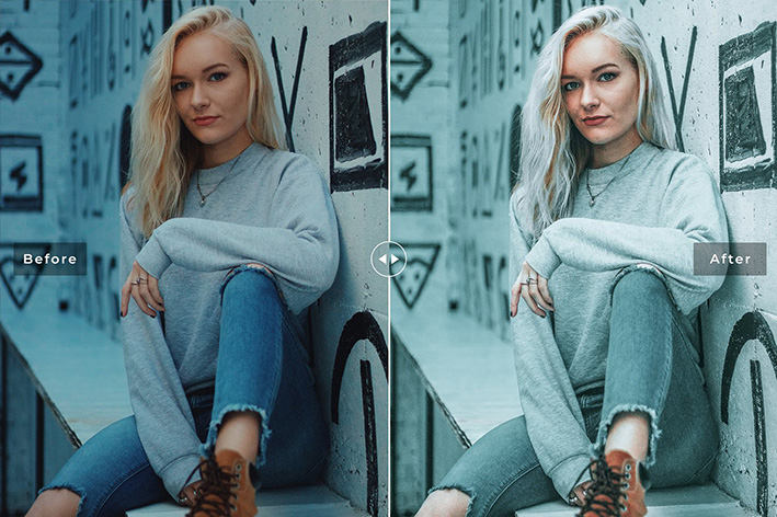 40 پریست لایت روم پرتره سینمایی و پریست کمرا راو و اکشن فتوشاپ Glaucous Lightroom Presets
