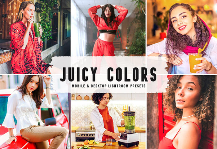 40 پریست لایت روم پرتره فشن و پریست کمرا راو و اکشن فتوشاپ Juicy Colors Lightroom Presets