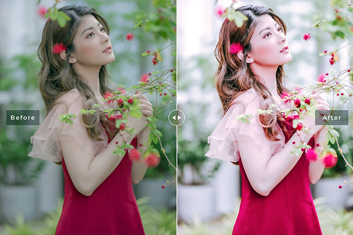 40 پریست لایت روم پرتره فضای باز و پریست کمرا راو و اکشن فتوشاپ Begonia Lightroom Presets