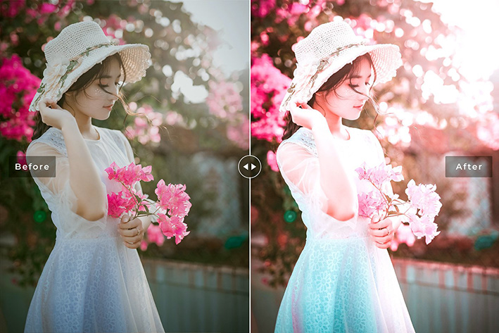 40 پریست لایت روم پرتره فضای باز و پریست کمرا راو و اکشن فتوشاپ Begonia Lightroom Presets