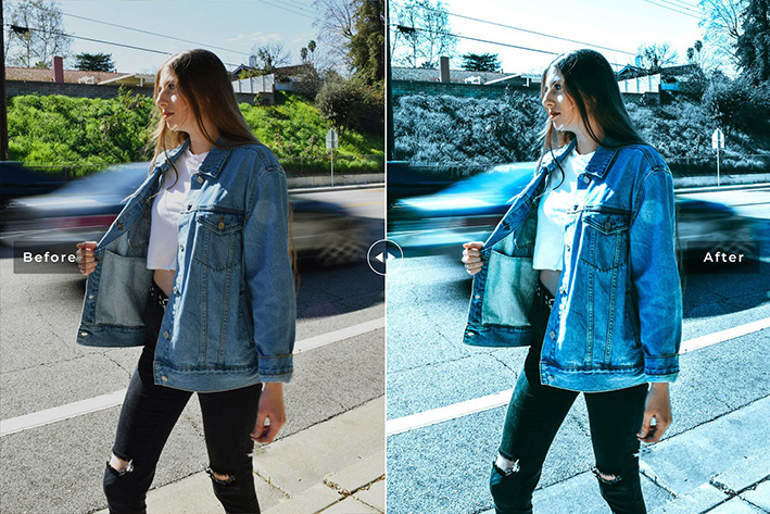 40 پریست لایت روم پرتره و پریست کمرا راو و اکشن فتوشاپ تم آبی Pewter Blue Lightroom Presets