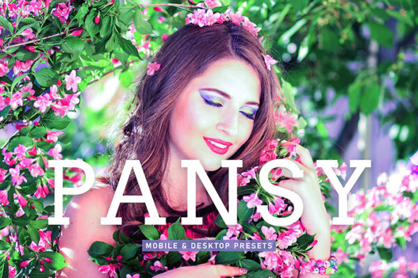 40 پریست لایت روم پرتره و پریست کمرا راو و اکشن فتوشاپ تم بهار Pansy Lightroom Presets