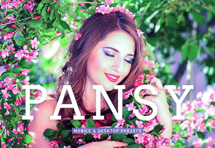 40 پریست لایت روم پرتره و پریست کمرا راو و اکشن فتوشاپ تم بهار Pansy Lightroom Presets