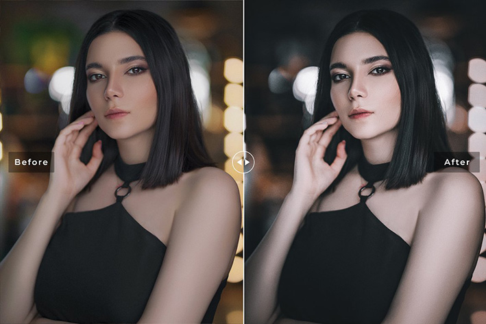 40 پریست لایت روم پرتره و پریست کمرا راو و اکشن فتوشاپ تم تیره Slate Pro Lightroom Presets V2