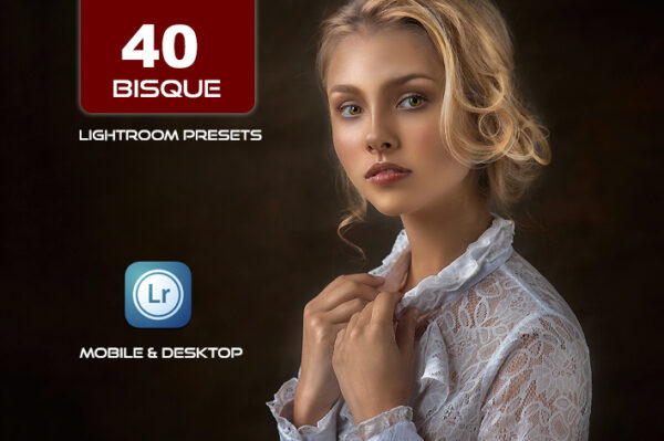40 پریست لایت روم پرتره و پریست کمرا راو و اکشن فتوشاپ تم رنگ آجری Bisque Lightroom Presets
