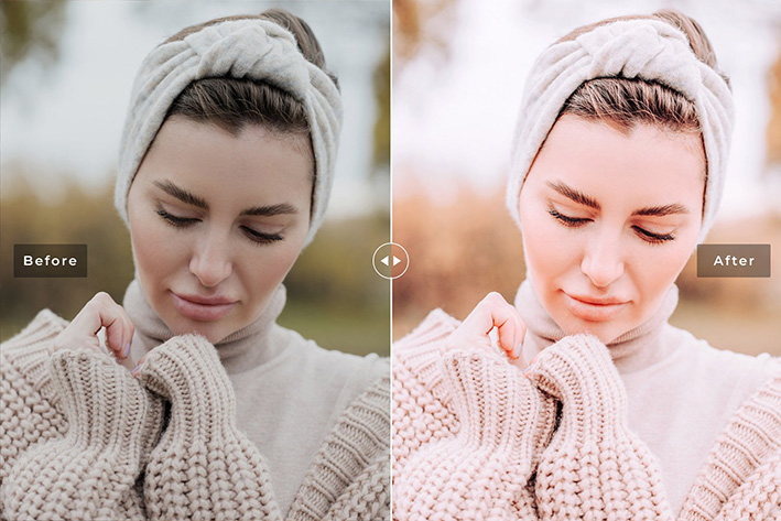 40 پریست لایت روم پرتره و پریست کمرا راو و اکشن فتوشاپ تم روشن Tangelo Lightroom Presets
