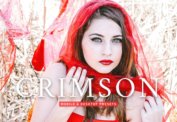 40 پریست لایت روم پرتره و پریست کمرا راو و اکشن فتوشاپ تم زرشکی Crimson Lightroom Presets