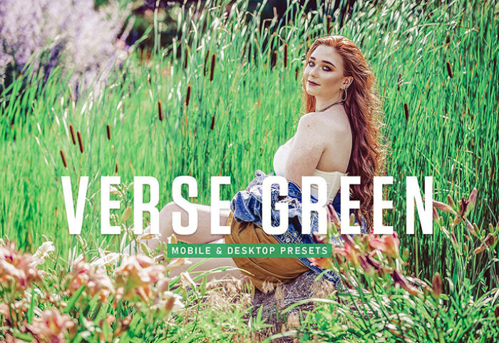 40 پریست لایت روم پرتره و پریست کمرا راو و اکشن فتوشاپ تم سبز Verse Green Lightroom Presets