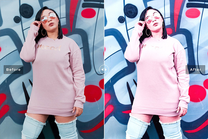 40 پریست لایت روم پرتره و پریست کمرا راو و اکشن فتوشاپ تم صورتی Ruddy Pink Lightroom Presets