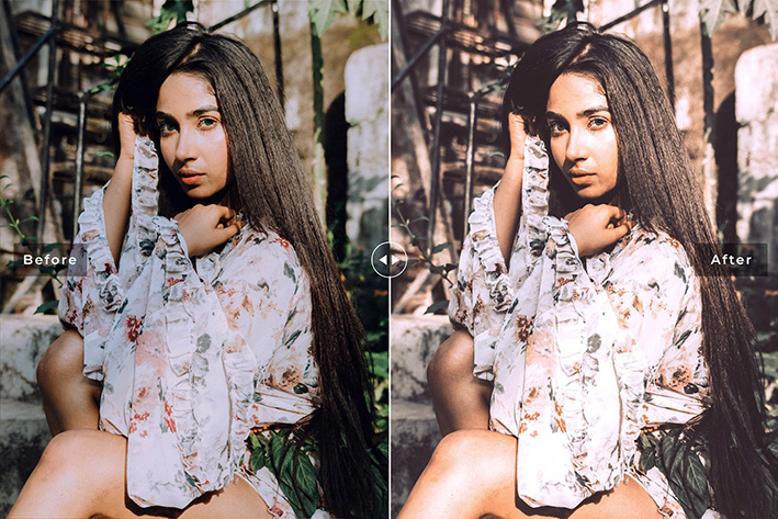 40 پریست لایت روم پرتره و پریست کمرا راو و اکشن فتوشاپ تم فضای باز Raw Umber Lightroom Presets
