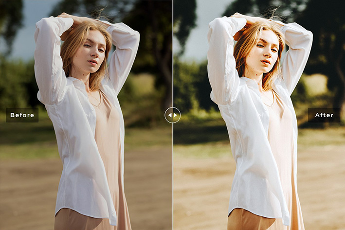 40 پریست لایت روم پرتره و پریست کمرا راو و اکشن فتوشاپ تم فضای باز Raw Umber Lightroom Presets